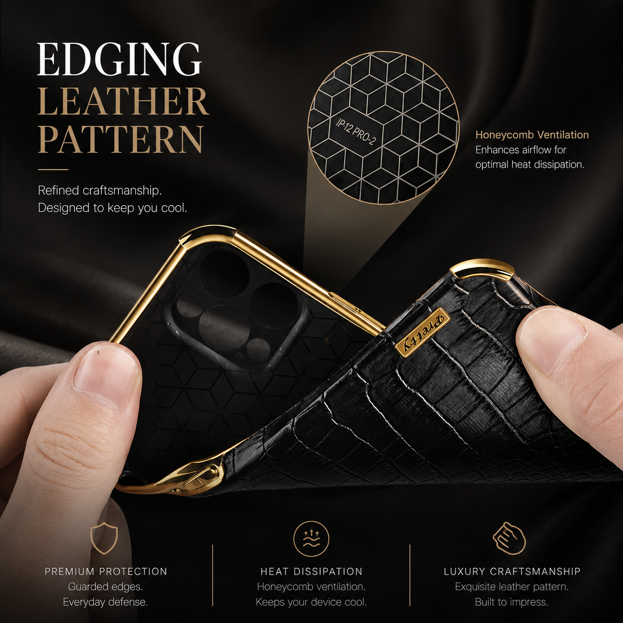 Premium iPhone Case Crocodile Leather Silicone Magnetic Car Mount Compatible Protective Cover Anti Scratch Full Coverage Slim Luxury Design