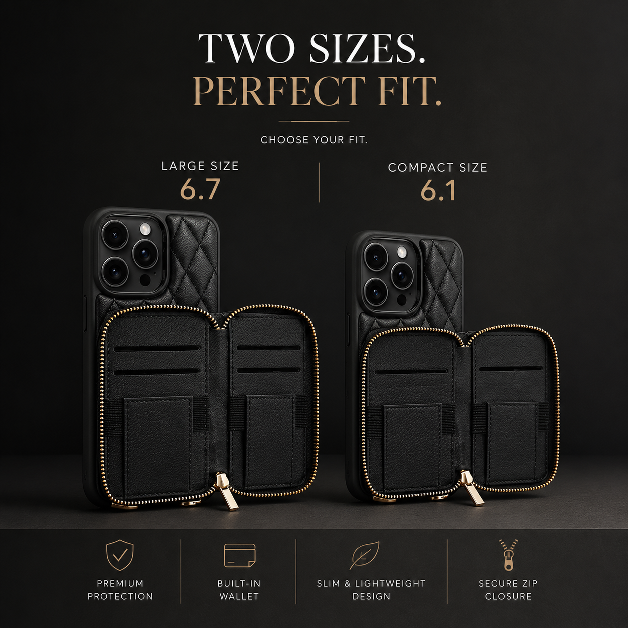 Premium iPhone Case Crossbody Leather Wallet Protective Cover Card Holder Chain Strap Shockproof Non Slip Full Coverage Slim Lightweight Portable Design