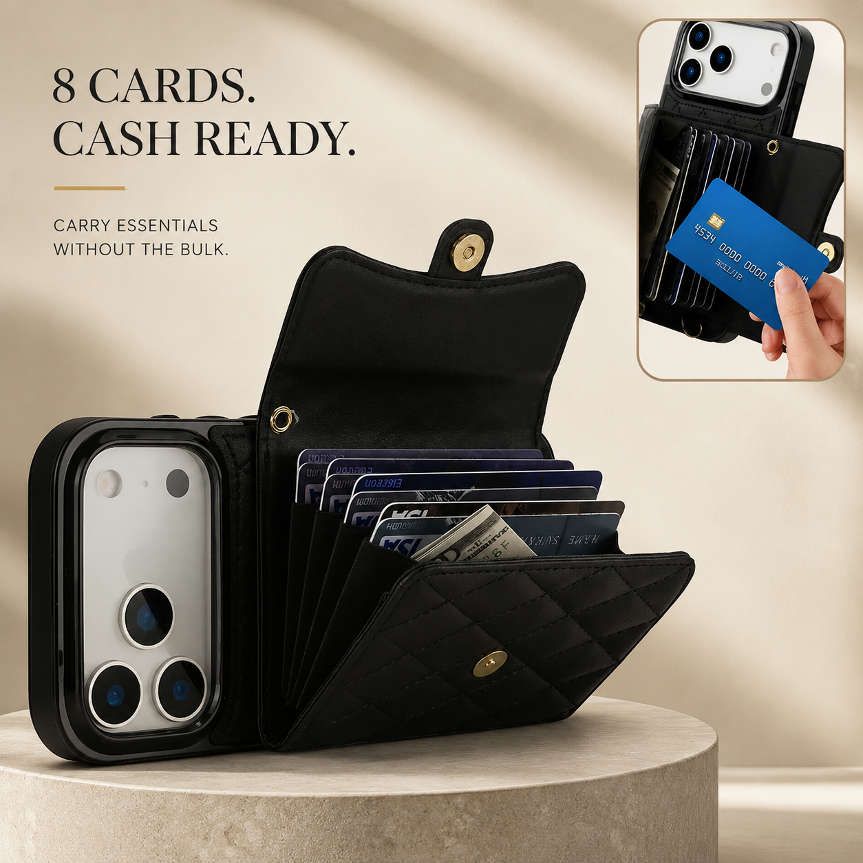 Premium iPhone Case Crossbody Wallet Cover Leather Card Holder Coin Pocket Shoulder Strap Wrist Lanyard Shockproof Full Coverage Protective Design