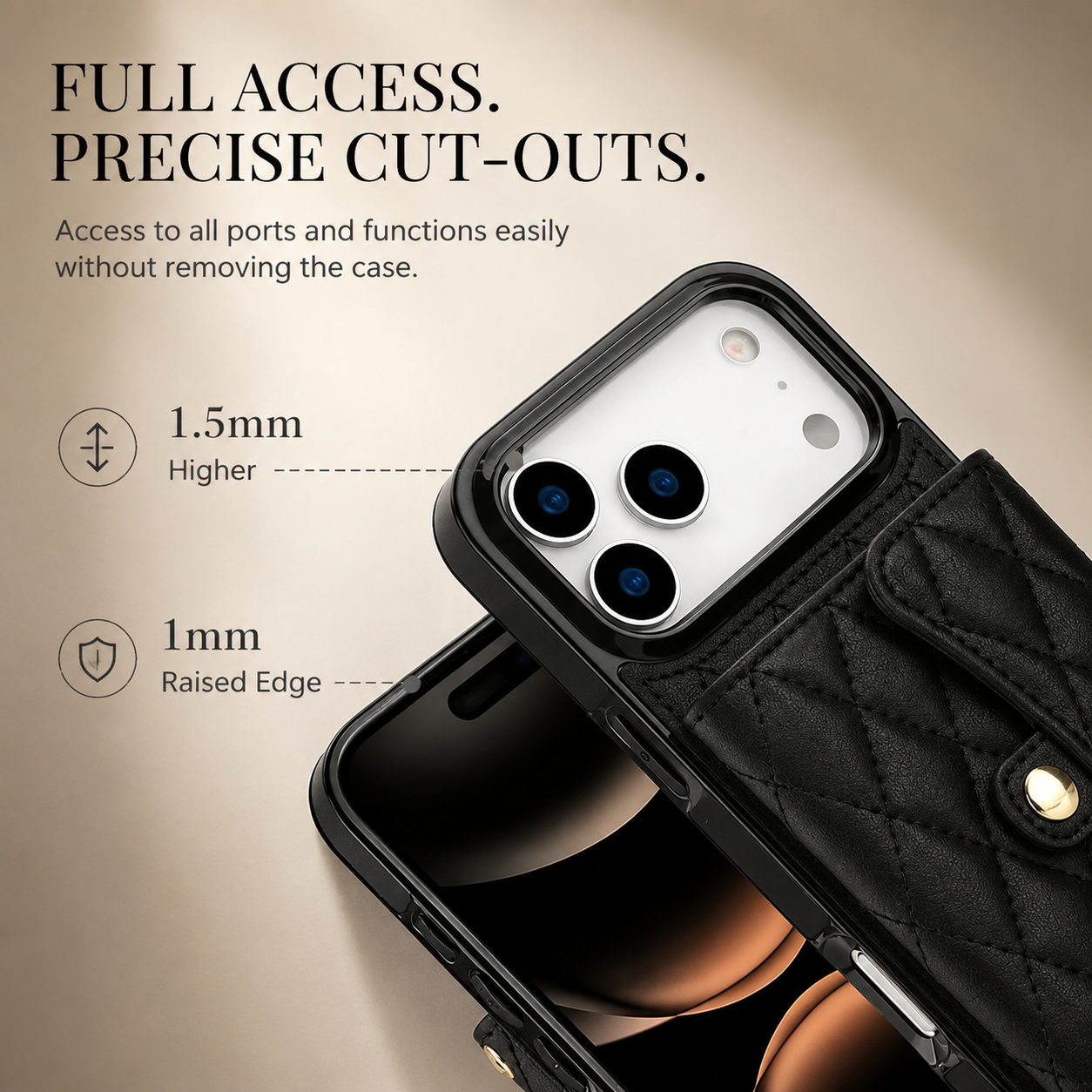 Premium iPhone Case Crossbody Wallet Cover Leather Card Holder Coin Pocket Shoulder Strap Wrist Lanyard Shockproof Full Coverage Protective Design