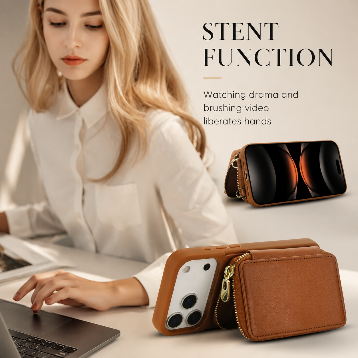 Premium iPhone Case Crossbody Wallet Leather Flip Cover RFID Card Holder Zipper Storage Shoulder Strap Shockproof Protective Full Coverage Design