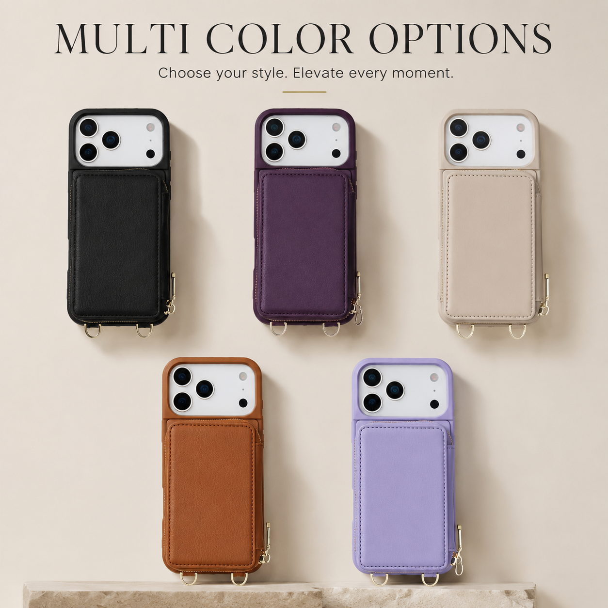 Premium iPhone Case Crossbody Wallet Leather Flip Cover RFID Card Holder Zipper Storage Shoulder Strap Shockproof Protective Full Coverage Design