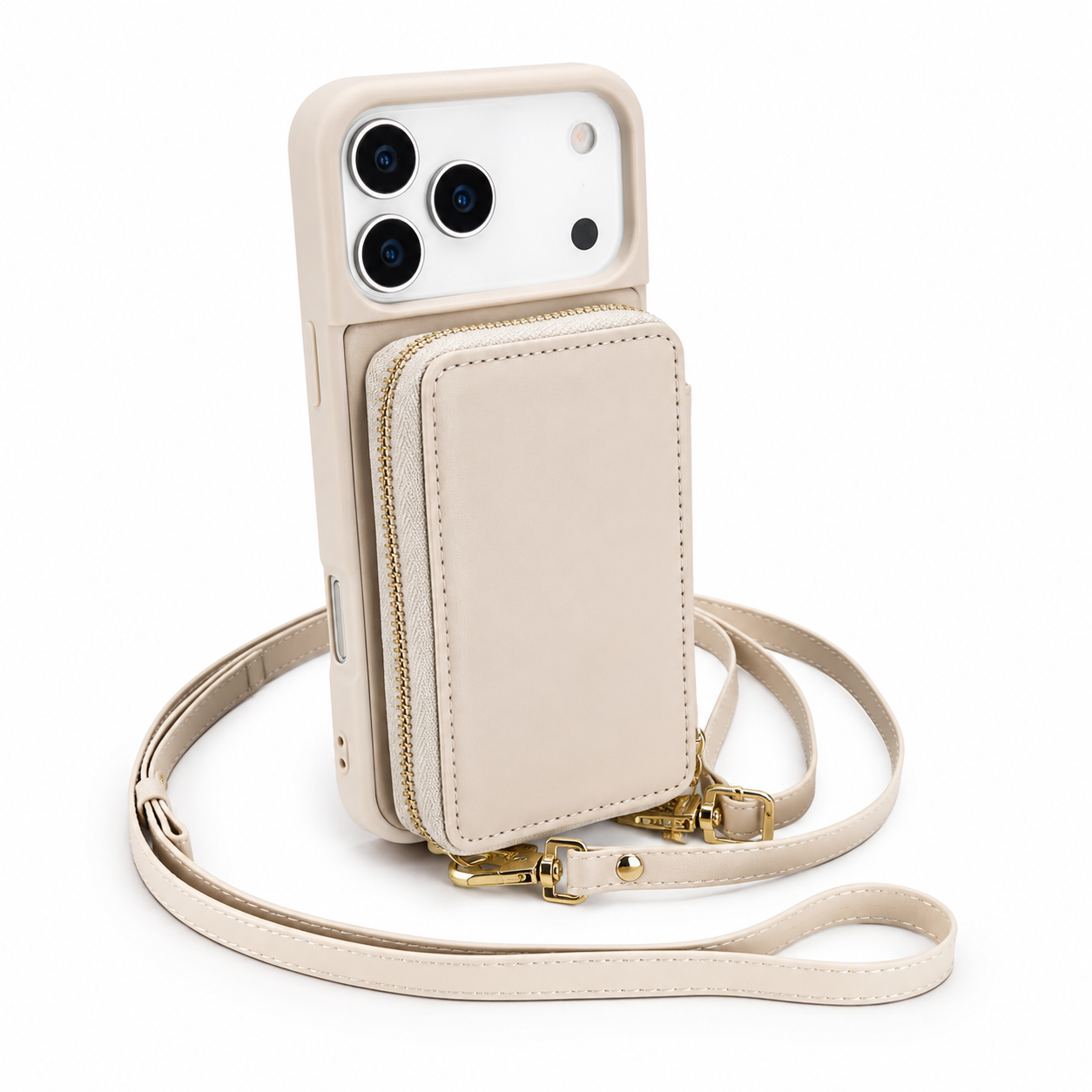 Premium iPhone Case Crossbody Wallet Leather Flip Cover RFID Card Holder Zipper Storage Shoulder Strap Shockproof Protective Full Coverage Design