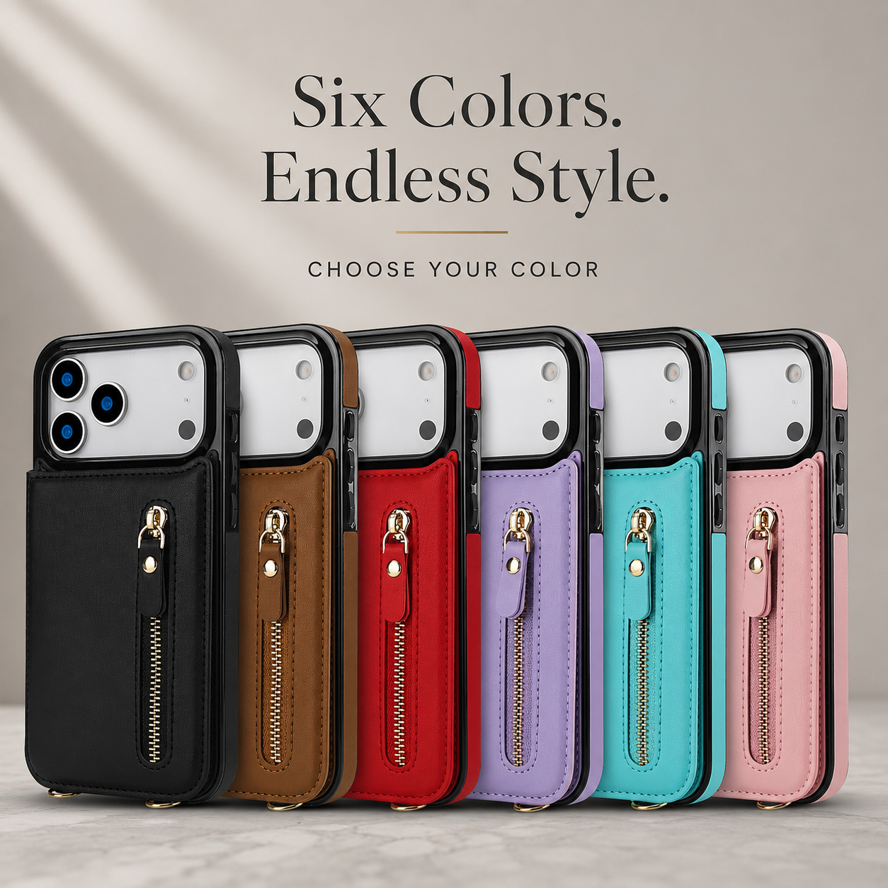 Premium iPhone Case Crossbody Wallet Leather Protective Cover RFID Card Holder Zipper Pocket Lanyard Strap Shockproof Anti Fingerprint Non Slip Full Coverage Design
