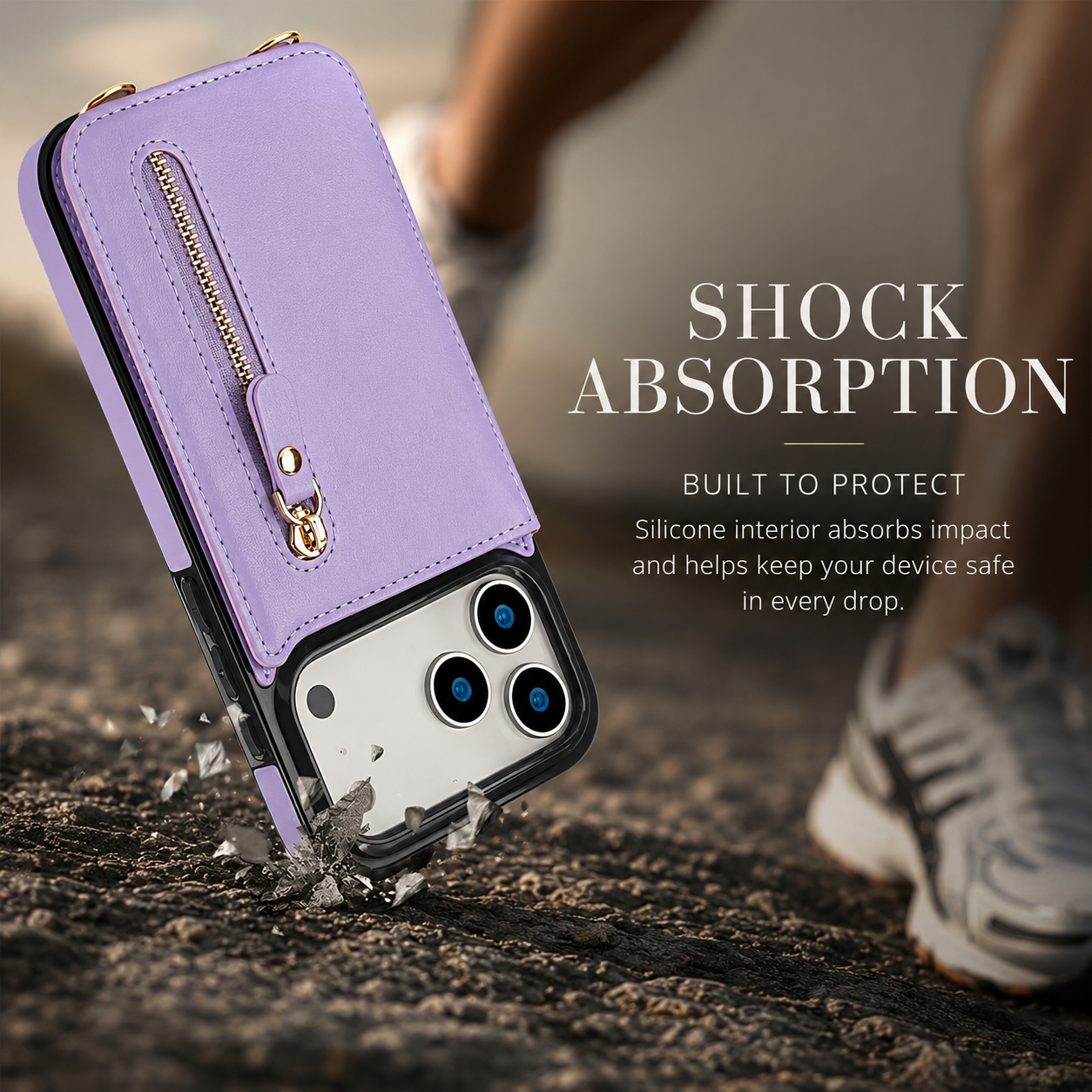 Premium iPhone Case Crossbody Wallet Leather Protective Cover RFID Card Holder Zipper Pocket Lanyard Strap Shockproof Anti Fingerprint Non Slip Full Coverage Design
