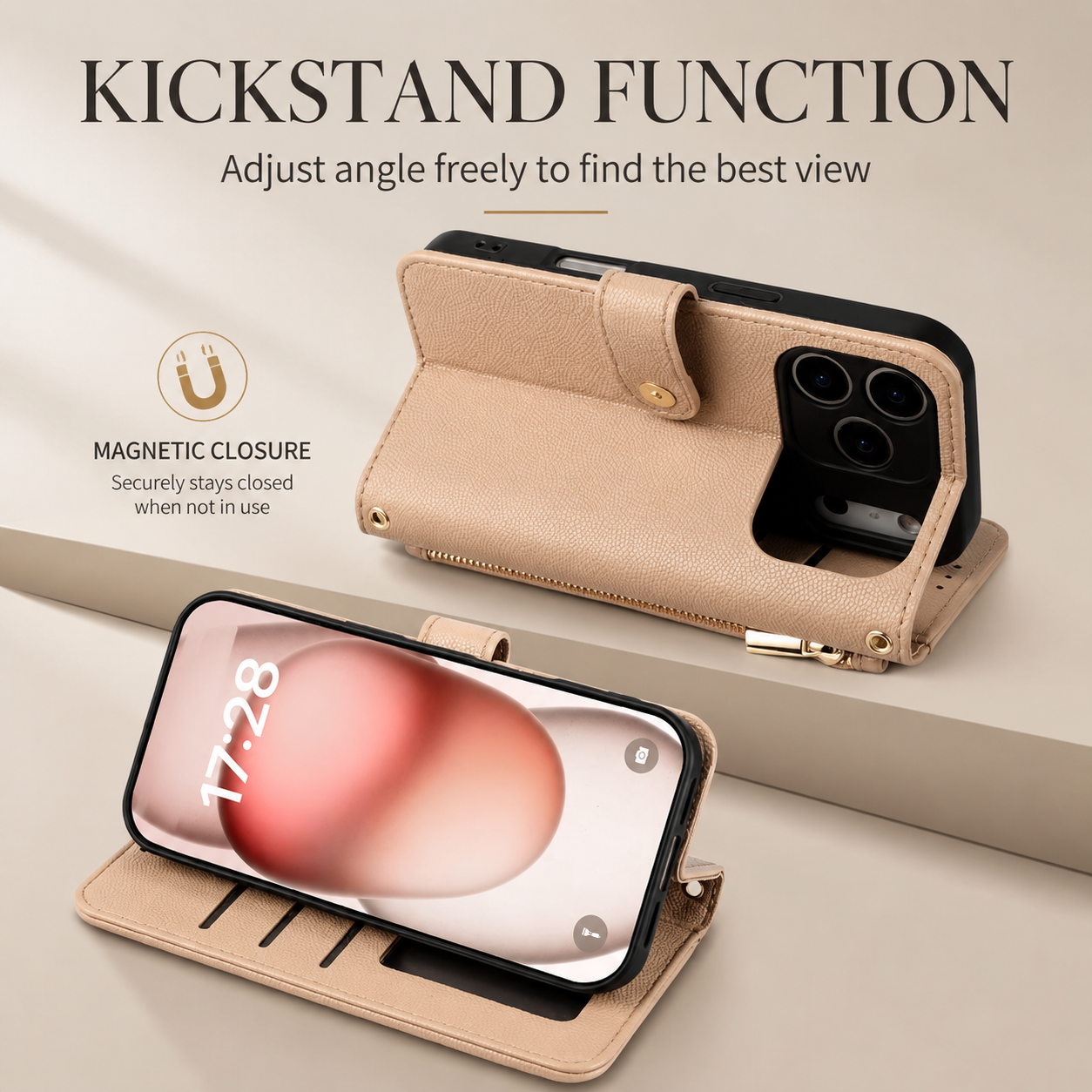 Premium iPhone Case Crossbody Wallet PU Leather Cover Card Holder Lanyard Strap Shockproof Anti Scratch Non Slip Full Coverage Slim Design