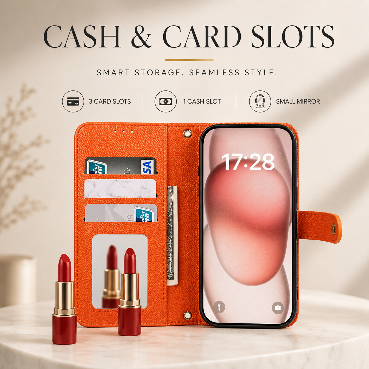 Premium iPhone Case Crossbody Wallet PU Leather Cover Card Holder Lanyard Strap Shockproof Anti Scratch Non Slip Full Coverage Slim Design