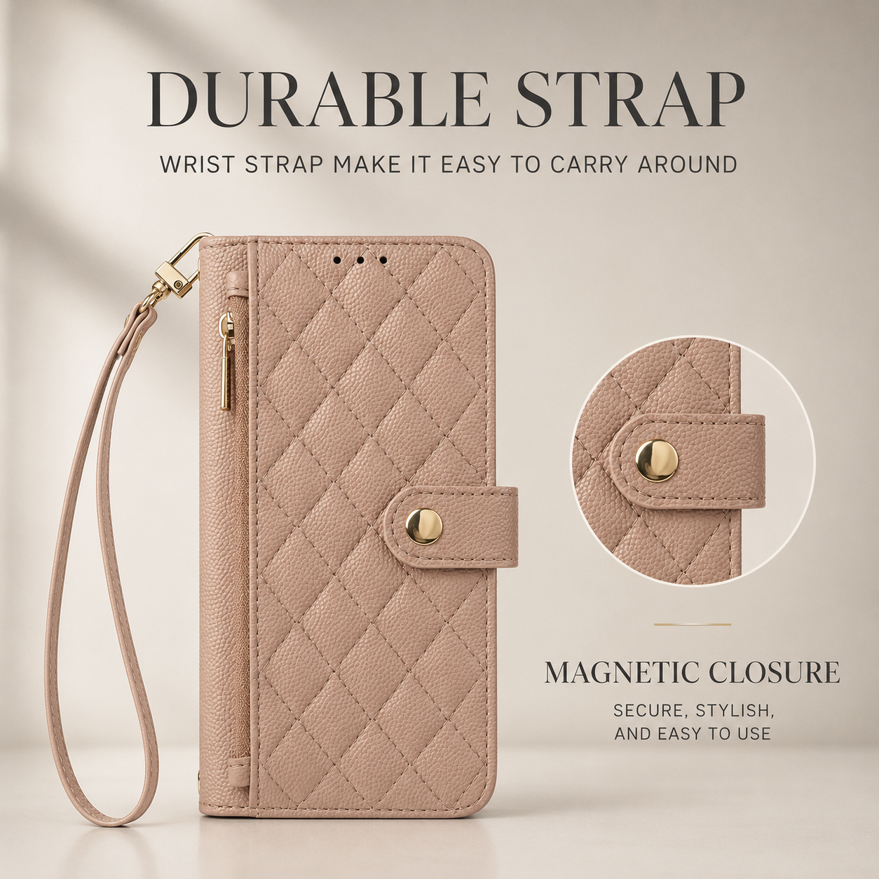 Premium iPhone Case Crossbody Wallet PU Leather Cover Card Holder Lanyard Strap Shockproof Anti Scratch Non Slip Full Coverage Slim Design