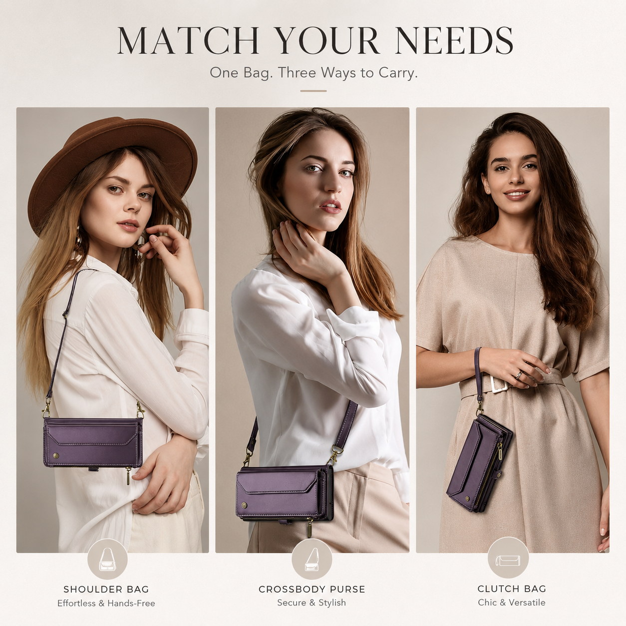 Premium iPhone Case Crossbody Wallet PU Leather RFID Blocking Card Holder Wristlet Shoulder Strap Shockproof Full Coverage Slim Protective Design