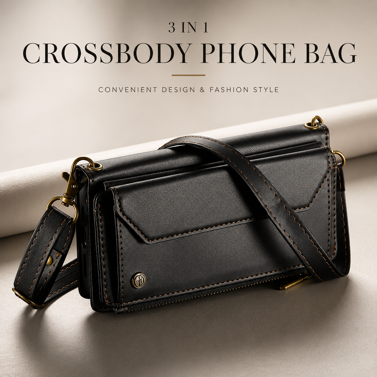 Premium iPhone Case Crossbody Wallet PU Leather RFID Blocking Card Holder Wristlet Shoulder Strap Shockproof Full Coverage Slim Protective Design