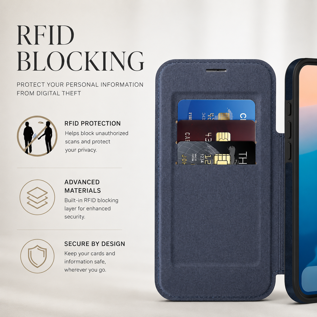 Premium iPhone Case Flip Leather Wallet Cover Magnetic Charging Compatible Card Holder Shockproof Slim Business Design Full Coverage Protection