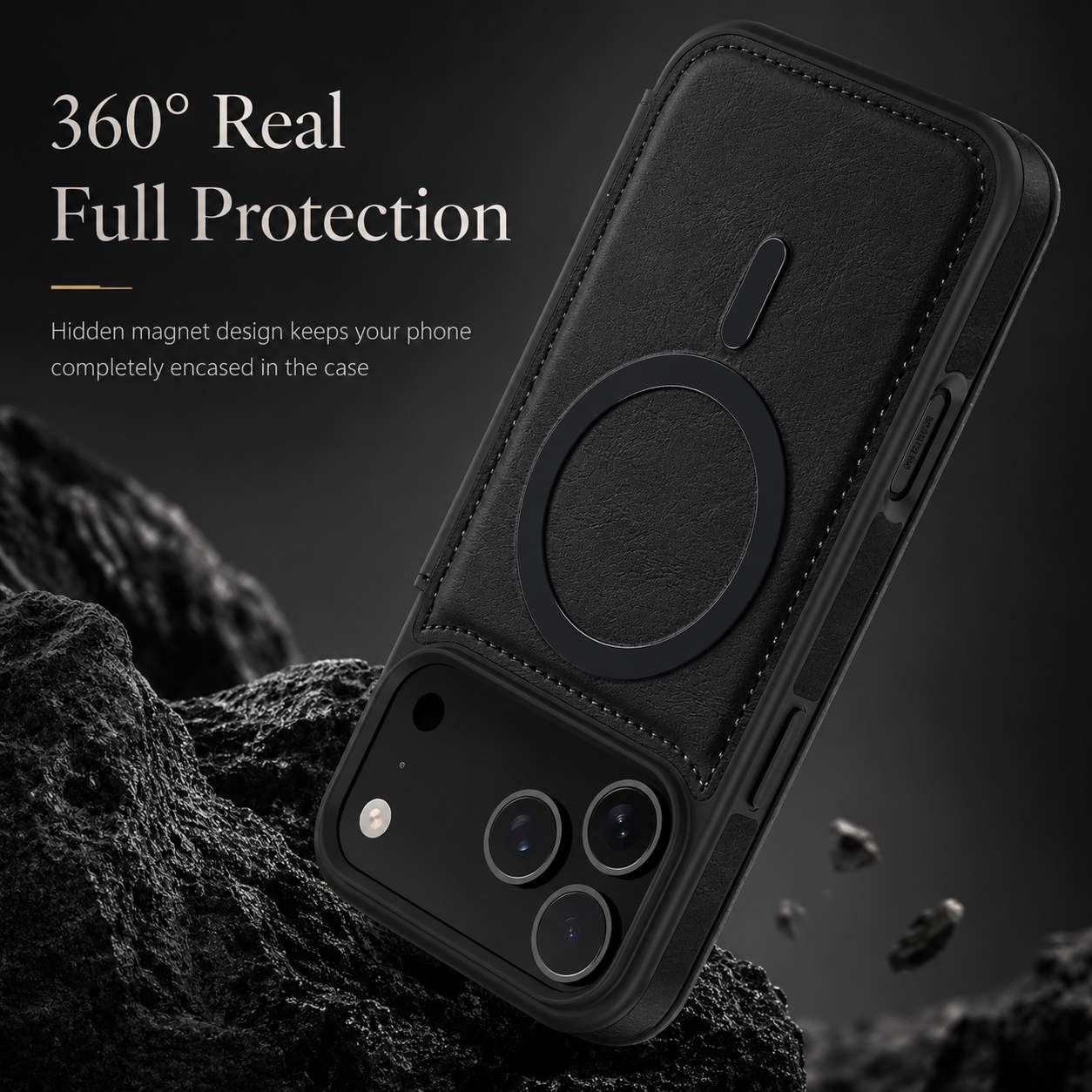 Premium iPhone Case Flip Leather Wallet Cover Magnetic Charging Compatible Card Holder Shockproof Slim Business Design Full Coverage Protection