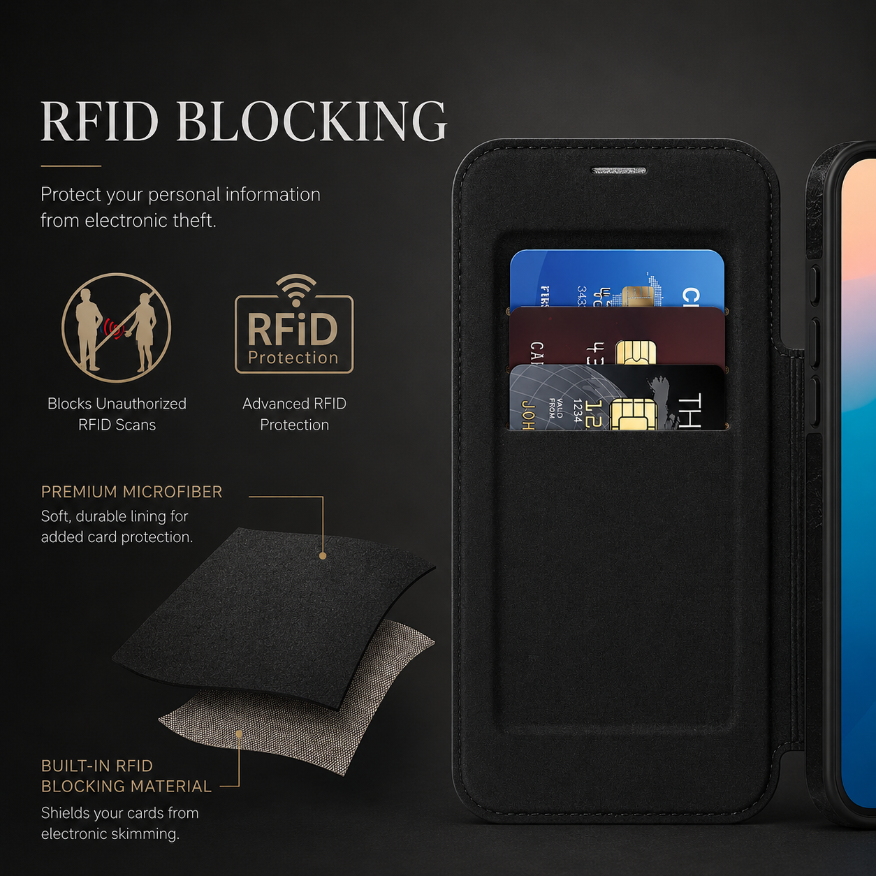 Premium iPhone Case Flip Leather Wallet Cover Magnetic Charging Compatible Card Holder Shockproof Slim Business Design Full Coverage Protection