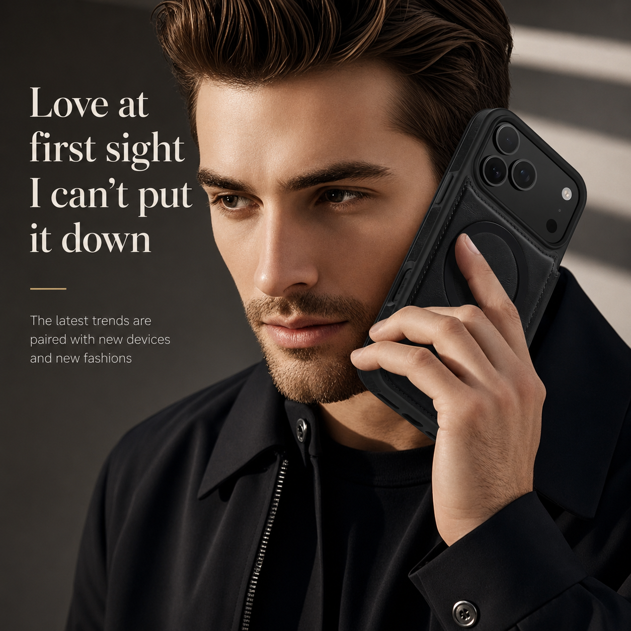 Premium iPhone Case Flip Leather Wallet Cover Magnetic Charging Compatible Card Holder Shockproof Slim Business Design Full Coverage Protection