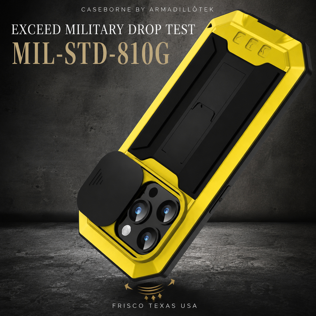 Premium iPhone Case Full Body Aluminum Metal Protective Cover Tempered Glass Screen Camera Lens Slider Shockproof Dual Layer Kickstand Design