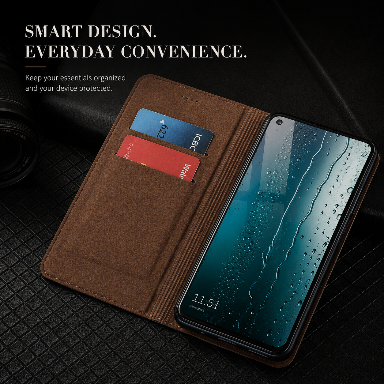 Premium iPhone Case Genuine Leather Flip Wallet Protective Cover Magnetic Closure Card Holder Kickstand Shockproof Non Slip Full Body Protection Case