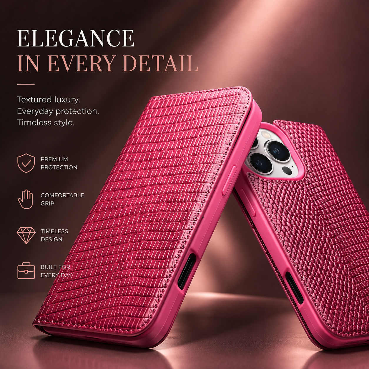 Premium iPhone Case Genuine Leather Flip Wallet Protective Cover Magnetic Closure Card Holder Kickstand Shockproof Non Slip Full Body Protection Case