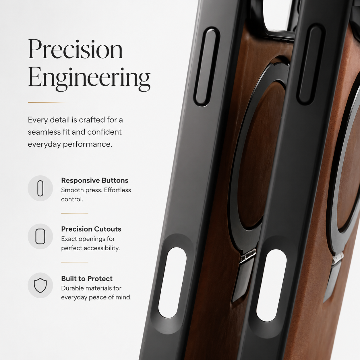 Premium iPhone Case Genuine Leather Magnetic Kickstand Foldable Bracket Stand Shockproof Protective Cover Slim Full Coverage Back Shell Design