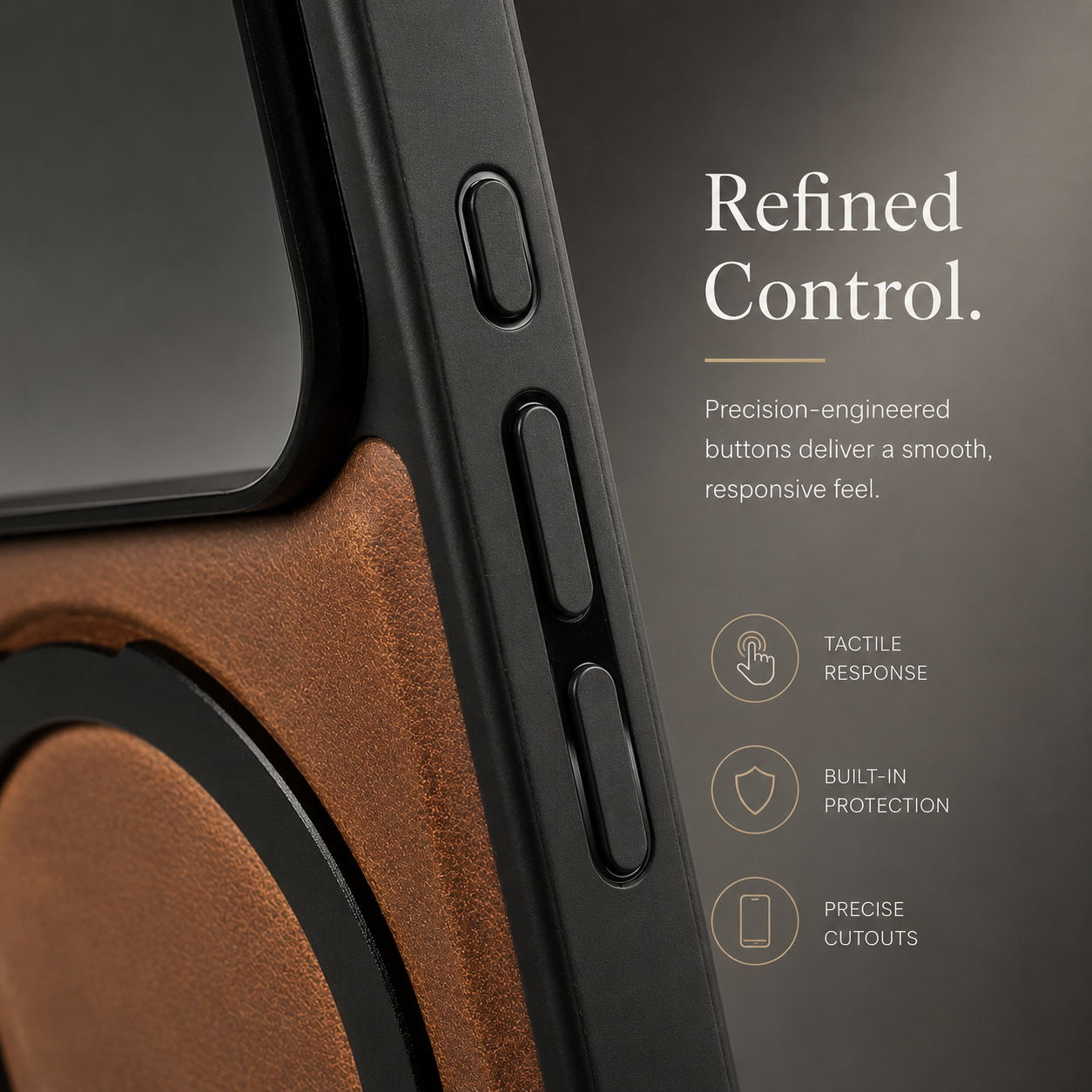 Premium iPhone Case Genuine Leather Magnetic Kickstand Foldable Bracket Stand Shockproof Protective Cover Slim Full Coverage Back Shell Design