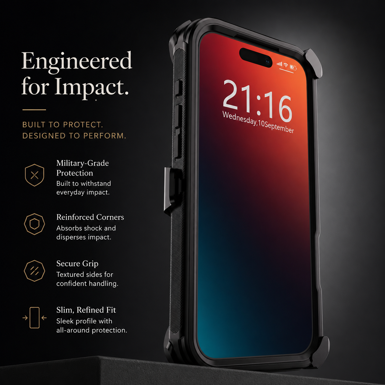 Premium iPhone Case Heavy Duty 3 Layer Hybrid Protective Cover Belt Clip Holster Shockproof Hard PC Matte Anti Fingerprint Full Coverage Design