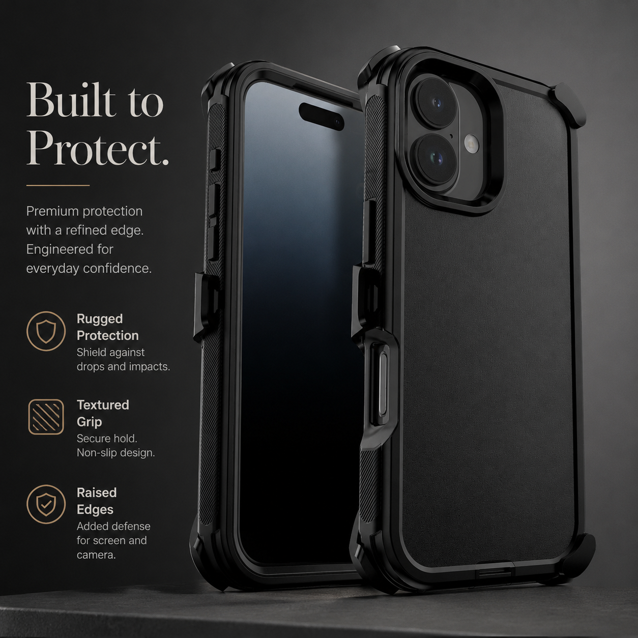 Premium iPhone Case Heavy Duty 3 Layer Hybrid Protective Cover Belt Clip Holster Shockproof Hard PC Matte Anti Fingerprint Full Coverage Design