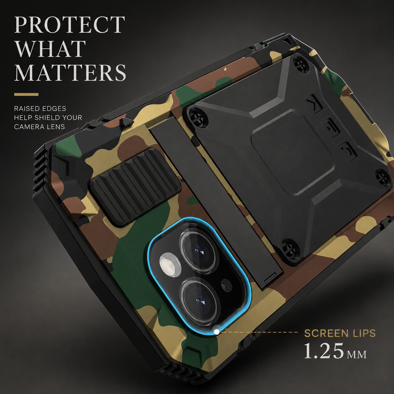 Premium iPhone Case Heavy Duty Aluminum Metal Armor Cover Tempered Glass Screen Shockproof Water Resistant Full Body Kickstand Camera Protection