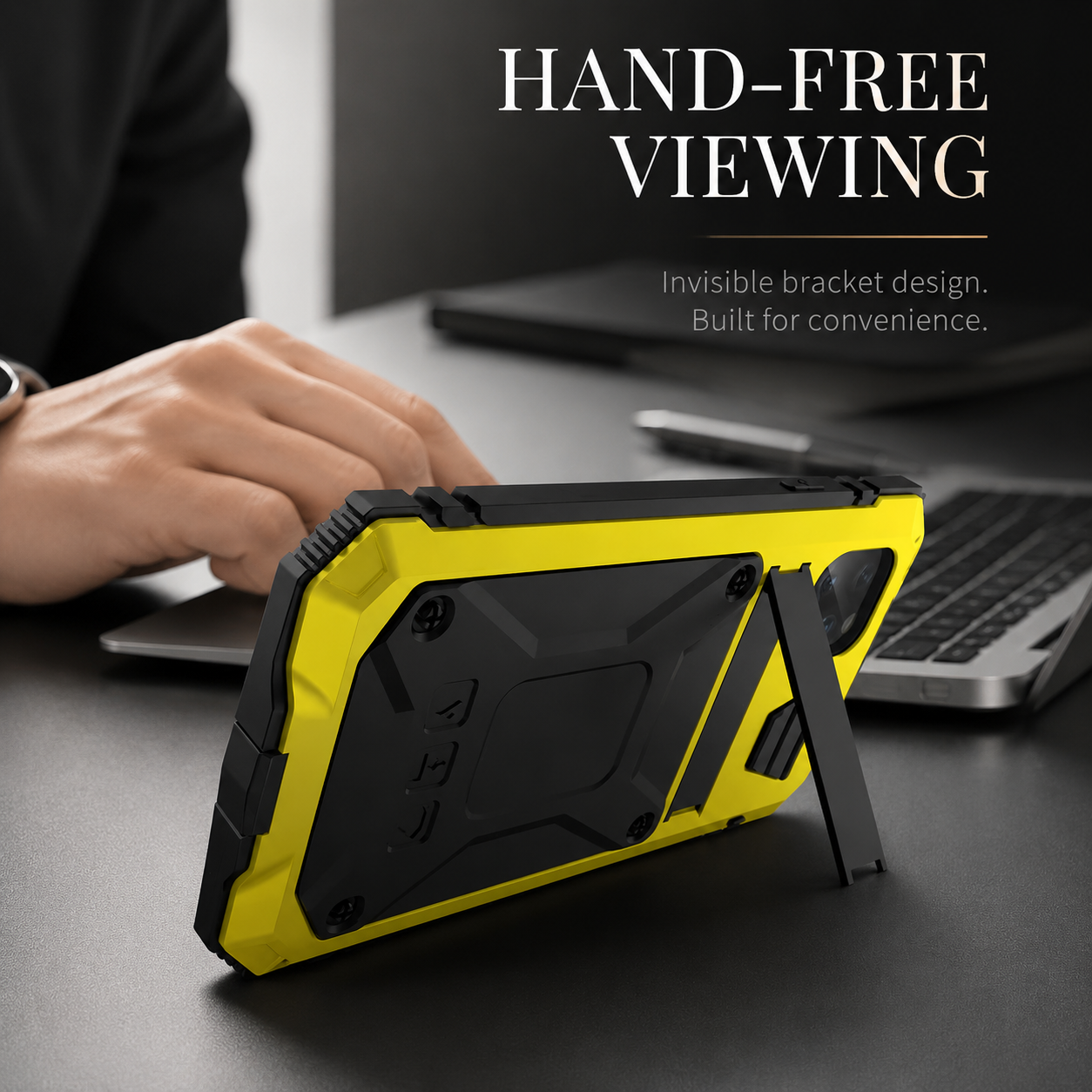 Premium iPhone Case Heavy Duty Aluminum Metal Armor Cover Tempered Glass Screen Shockproof Water Resistant Full Body Kickstand Camera Protection