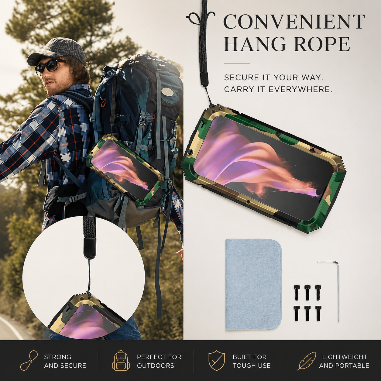 Premium iPhone Case Heavy Duty Aluminum Metal Armor Cover Tempered Glass Screen Shockproof Water Resistant Full Body Kickstand Camera Protection