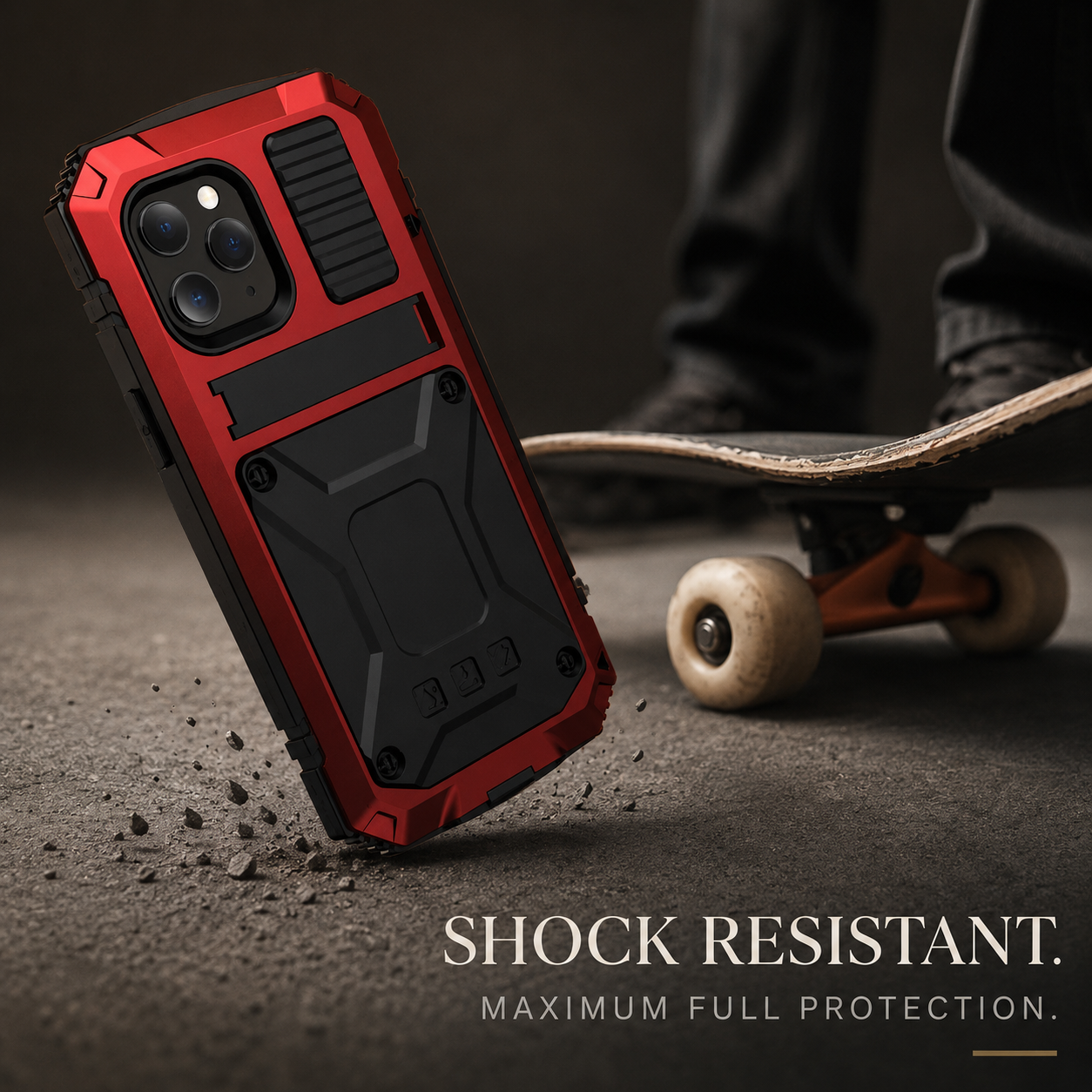 Premium iPhone Case Heavy Duty Aluminum Metal Armor Cover Tempered Glass Screen Shockproof Water Resistant Full Body Kickstand Camera Protection