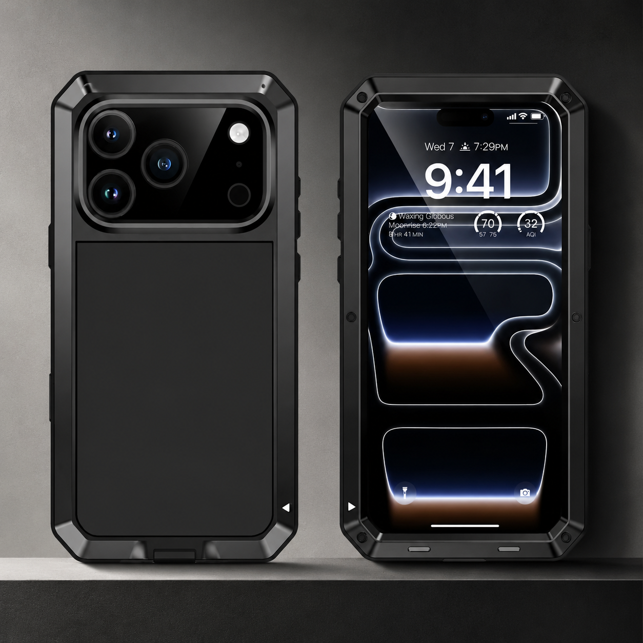 Premium iPhone Case Heavy Duty Metal Protective Cover Built In Glass Screen Protector Shockproof TPU PC Rugged Camera Protection Full Coverage