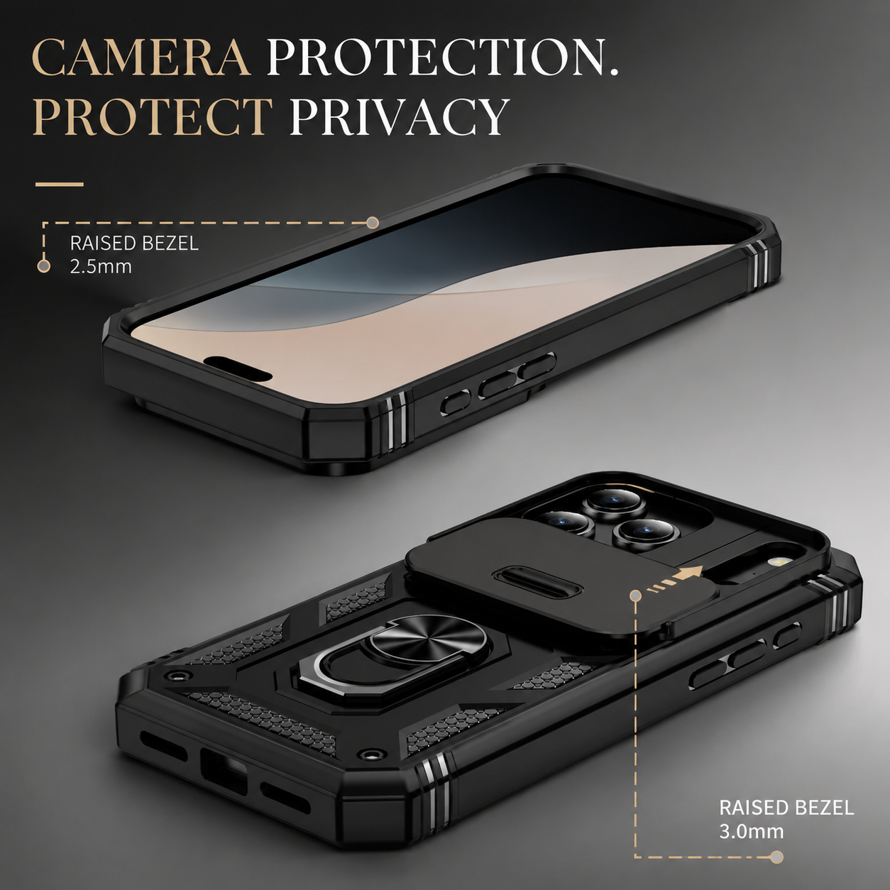 Premium iPhone Case Heavy Duty Rugged Shockproof Cover Sliding Camera Guard 360 Rotating Kickstand Anti Slip Magnetic Protective Full Coverage Design