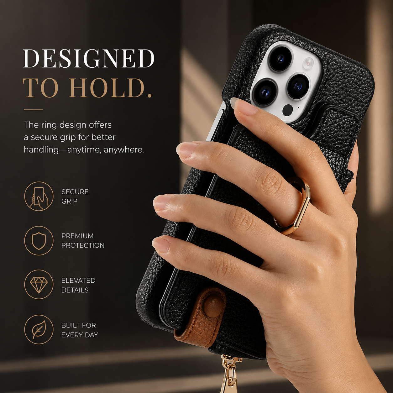 Premium iPhone Case Leather Zipper Wallet Protective Cover Card Holder Ring Kickstand Magnetic Closure Shockproof Anti Fingerprint Full Body Protection