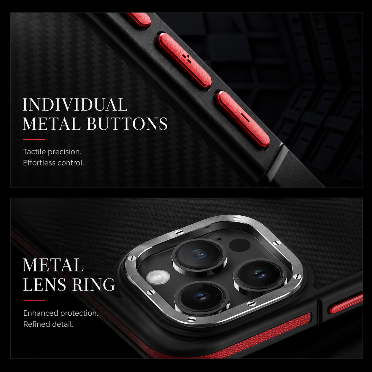 Premium iPhone Case MagSafe Compatible 600D Kevlar Carbon Fiber Cover Metal Camera Ring Shockproof Anti Scratch Slim Half Wrapped Design