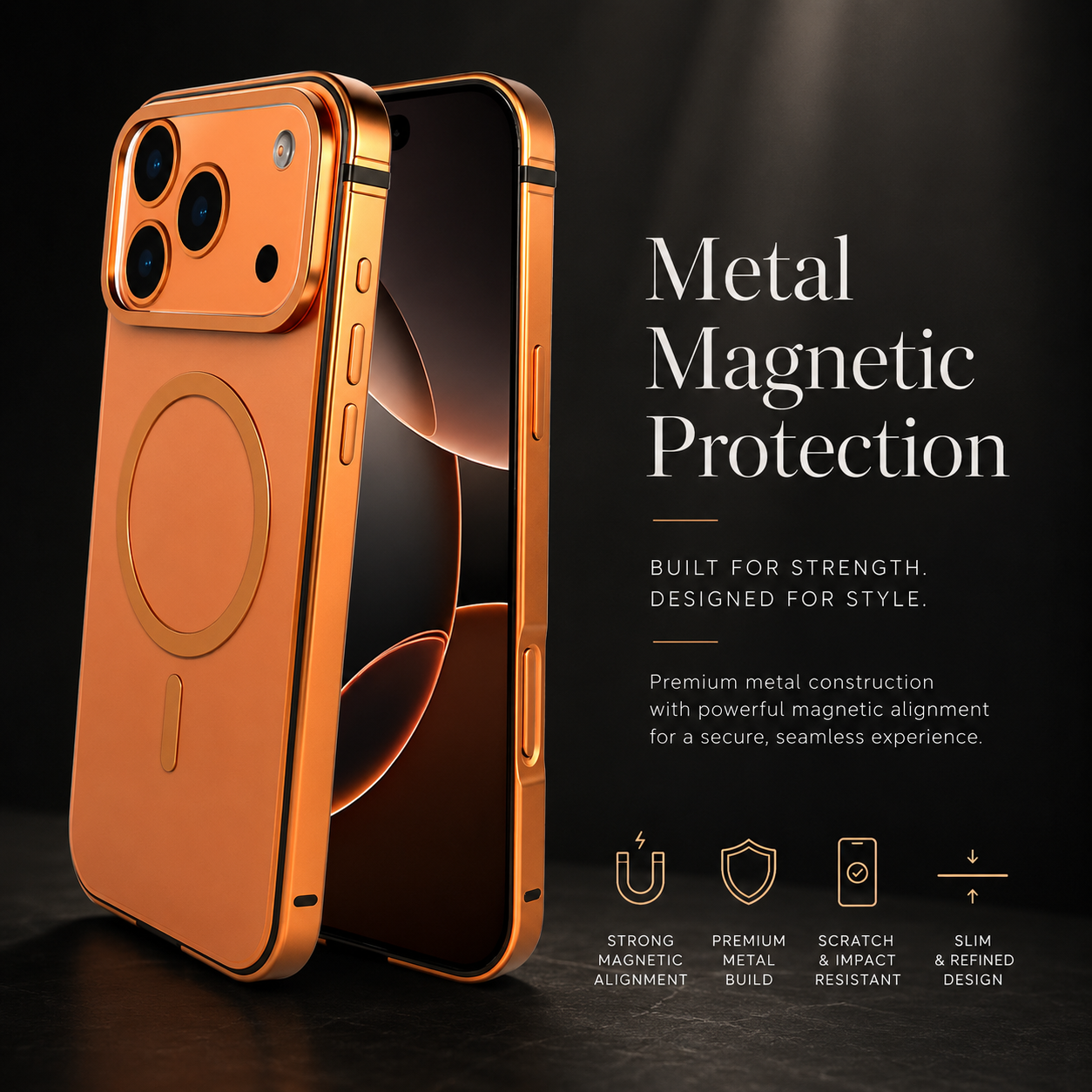 Premium iPhone Case MagSafe Compatible Aluminum Alloy Frame Metal Protective Cover Shockproof Camera Lens Protection Anti Drop Slim Wireless Charging