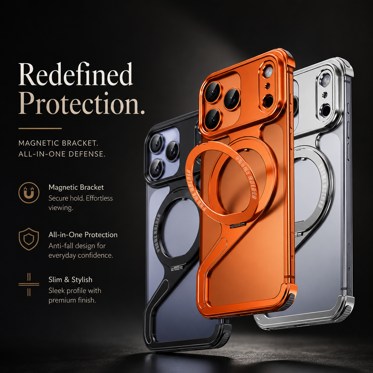 Premium iPhone Case MagSafe Compatible Aluminum Alloy Frameless Magnetic Bumper Z Shape Shockproof Metal Edge Slim Lightweight Camera Protection