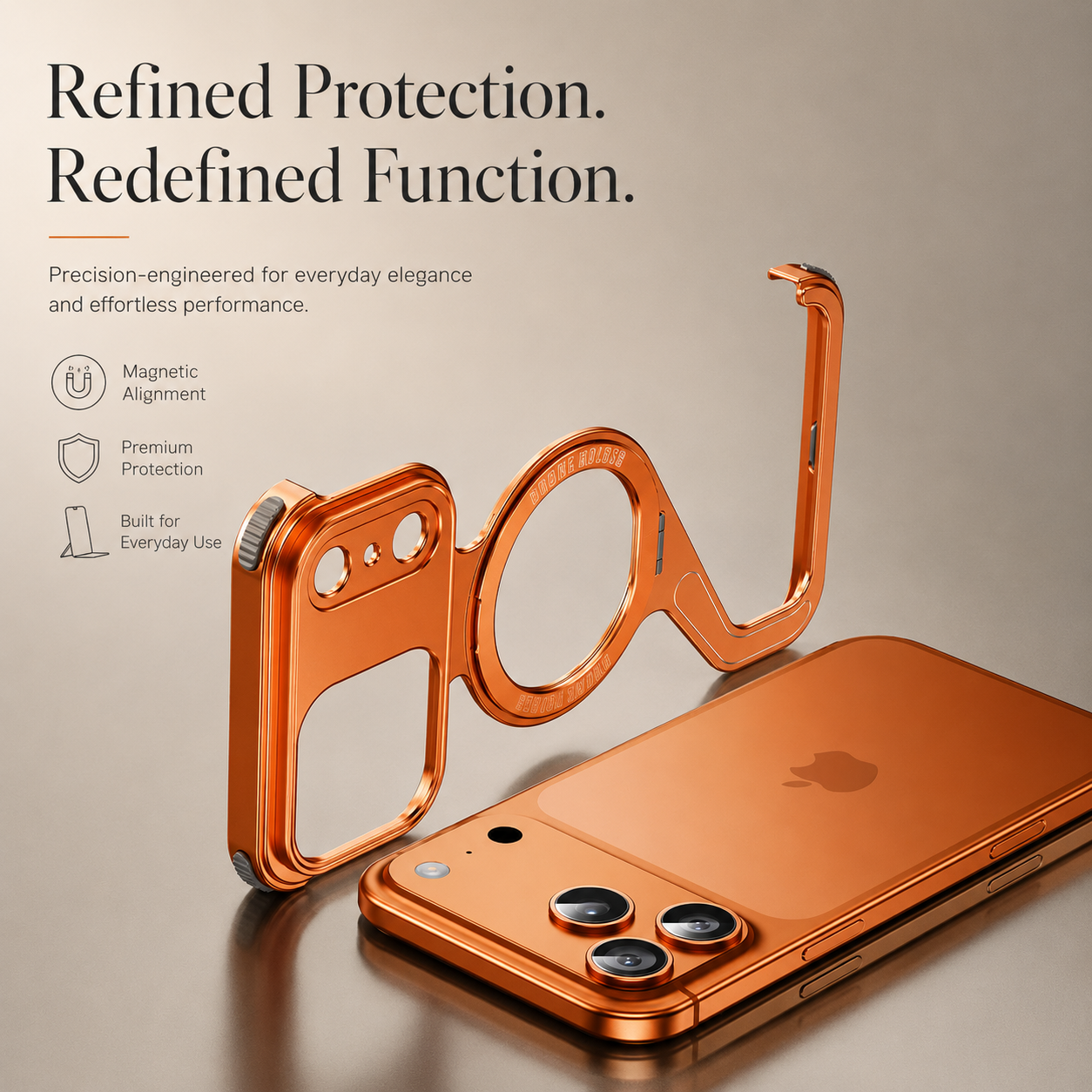 Premium iPhone Case MagSafe Compatible Aluminum Alloy Frameless Magnetic Bumper Z Shape Shockproof Metal Edge Slim Lightweight Camera Protection