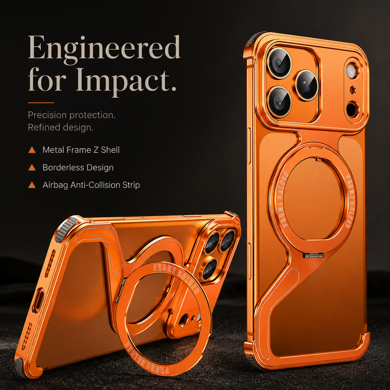 Premium iPhone Case MagSafe Compatible Aluminum Alloy Frameless Magnetic Bumper Z Shape Shockproof Metal Edge Slim Lightweight Camera Protection