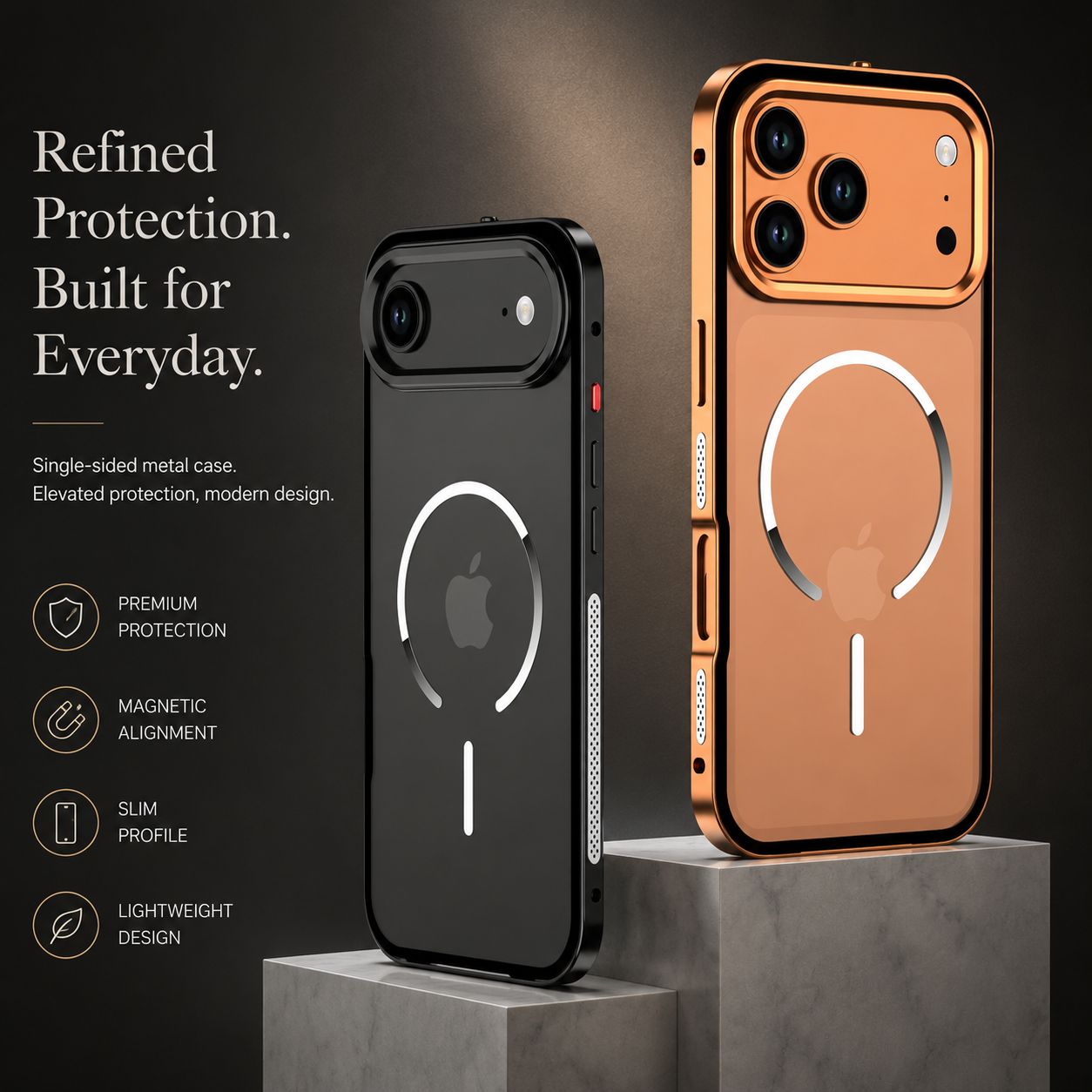 Premium iPhone Case MagSafe Compatible Aluminum Alloy Frosted Backplate Protective Cover Shockproof Anti Fingerprint Slim Lightweight Camera Protection Full Coverage