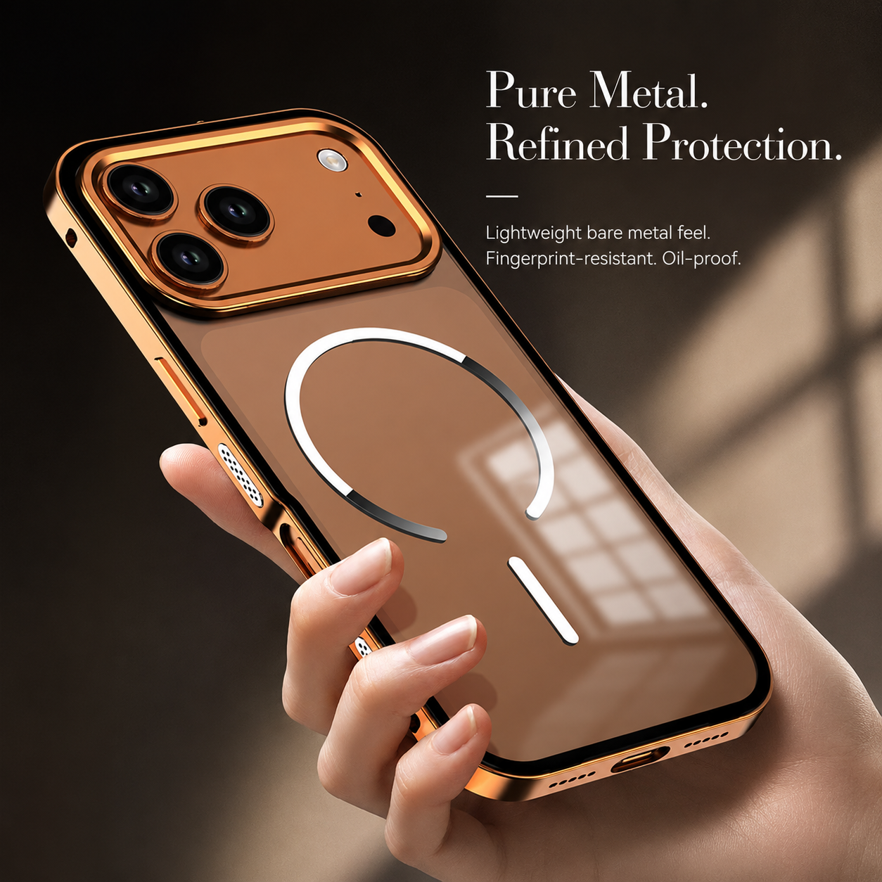 Premium iPhone Case MagSafe Compatible Aluminum Alloy Frosted Backplate Protective Cover Shockproof Anti Fingerprint Slim Lightweight Camera Protection Full Coverage
