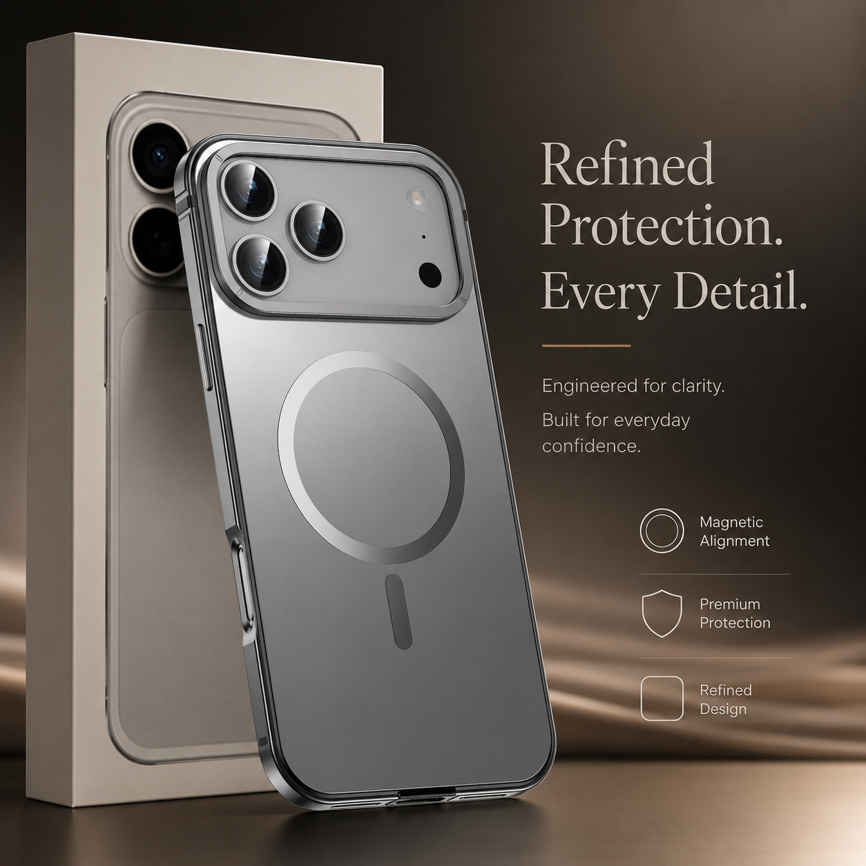 Premium iPhone Case MagSafe Compatible Aluminum Alloy Matte Cover Shockproof Hard Back Magnetic Glass Camera Protection Slim Lightweight Full Coverage