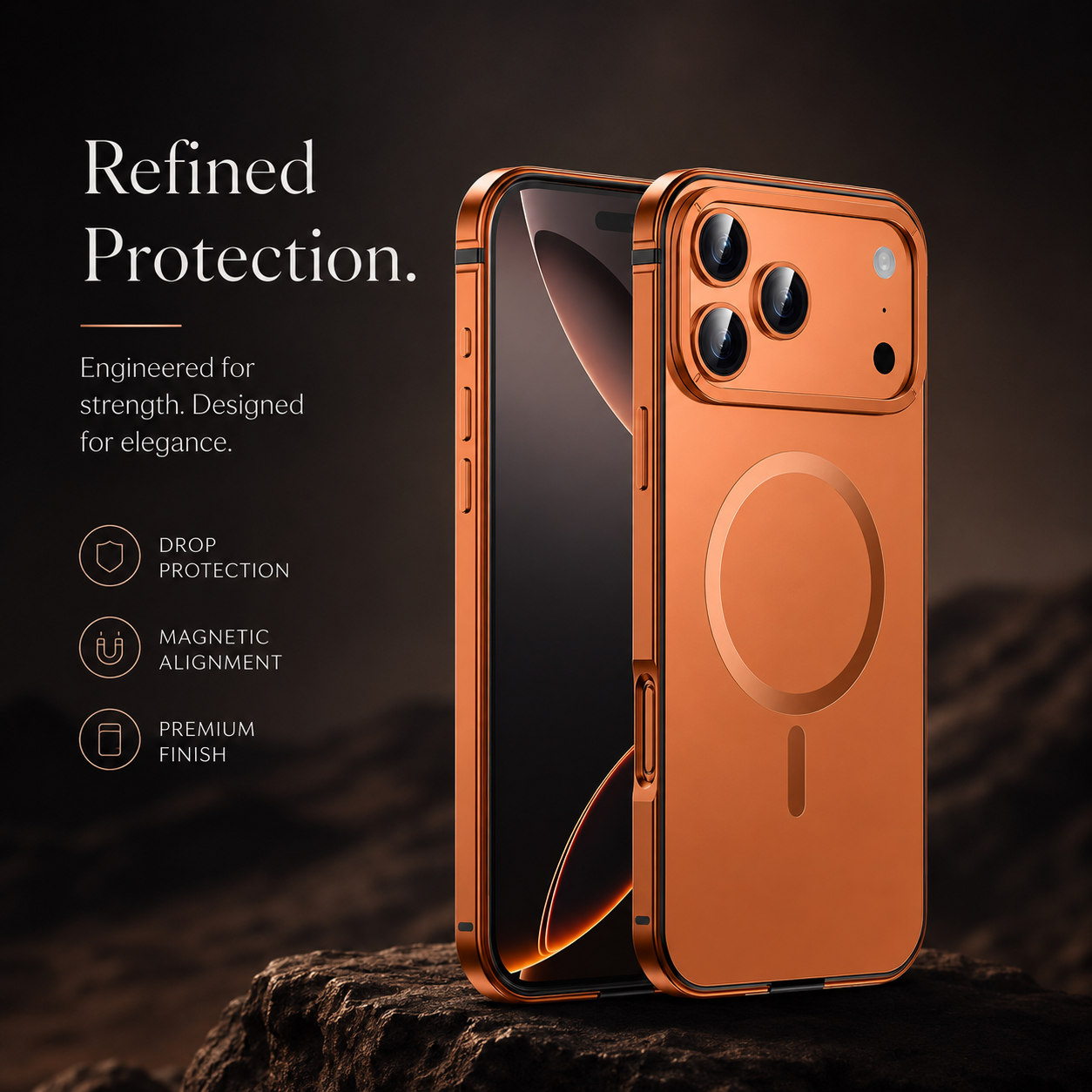 Premium iPhone Case MagSafe Compatible Aluminum Alloy Matte Cover Shockproof Hard Back Magnetic Glass Camera Protection Slim Lightweight Full Coverage