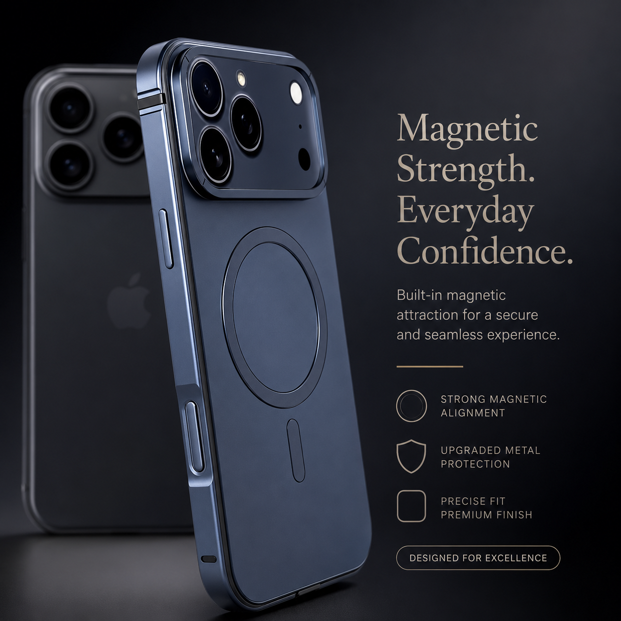 Premium iPhone Case MagSafe Compatible Aluminum Alloy Matte Cover Shockproof Hard Back Magnetic Glass Camera Protection Slim Lightweight Full Coverage