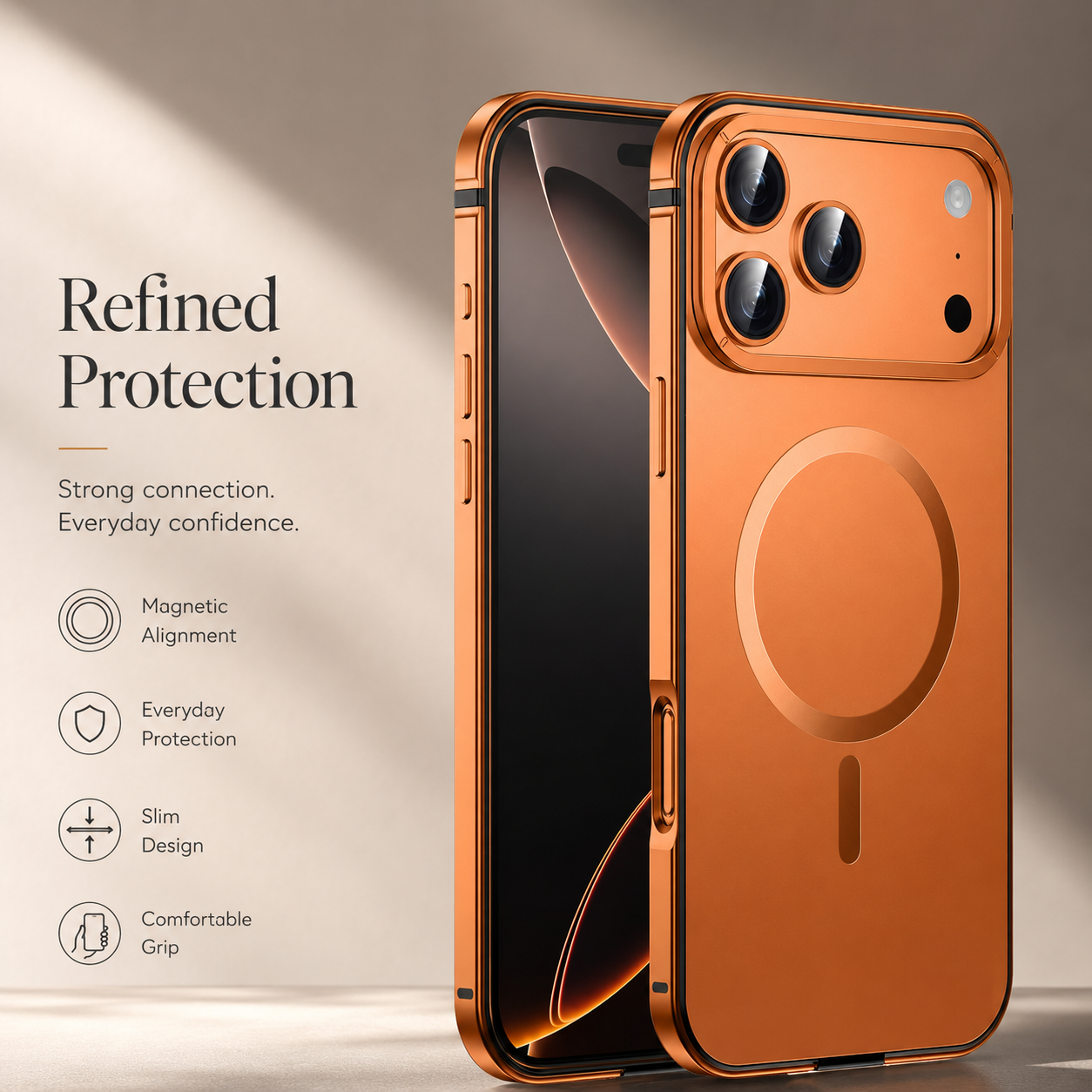 Premium iPhone Case MagSafe Compatible Aluminum Alloy Matte Hard Back Cover Shockproof Magnetic Glass Camera Protection Anti Fingerprint Slim Lightweight Protective Case