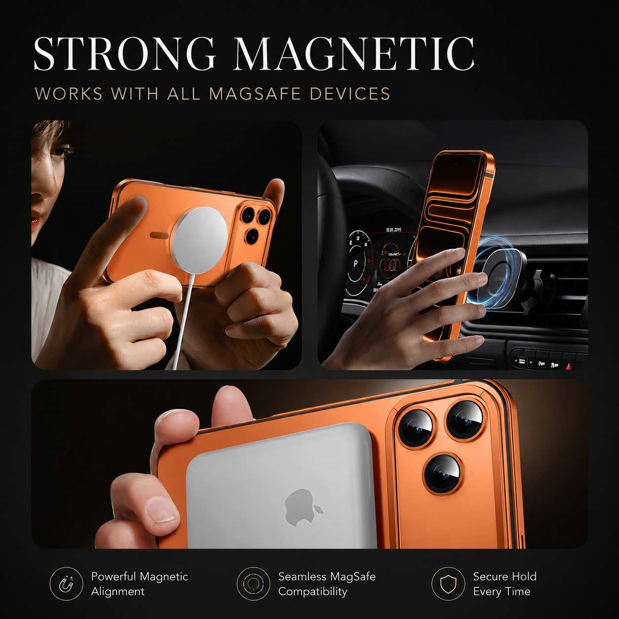 Premium iPhone Case MagSafe Compatible Aluminum Alloy Matte Hard Back Cover Shockproof Magnetic Glass Camera Protection Slim Lightweight Full Coverage