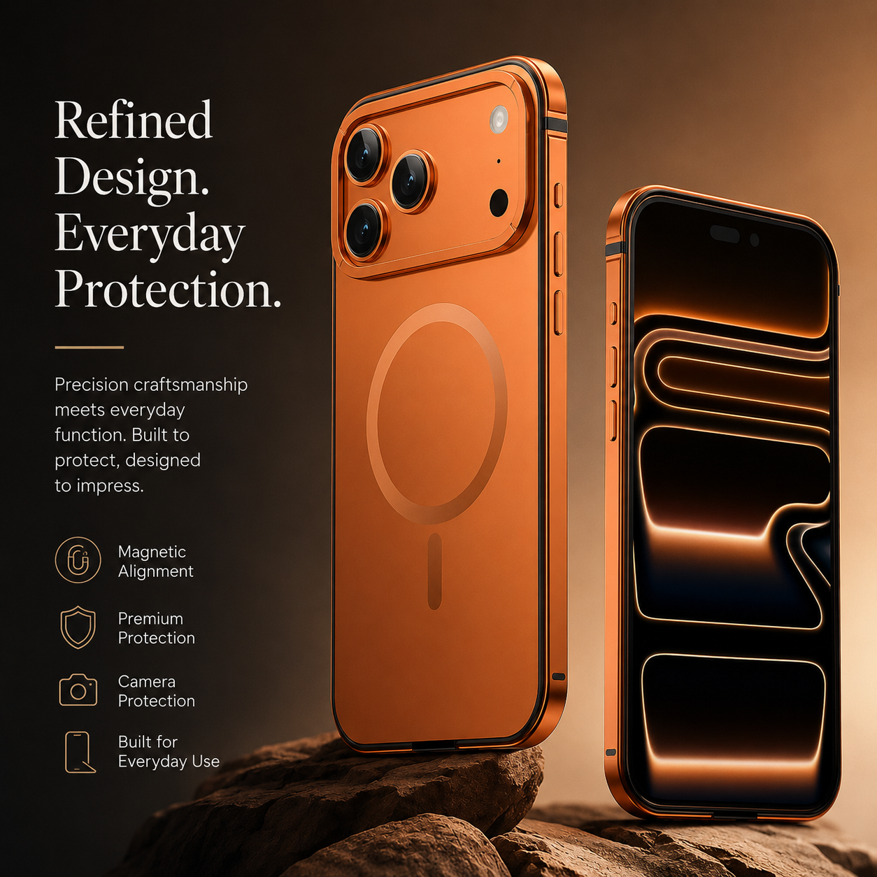 Premium iPhone Case MagSafe Compatible Aluminum Alloy Matte Hard Back Cover Shockproof Magnetic Glass Camera Protection Slim Lightweight Full Coverage