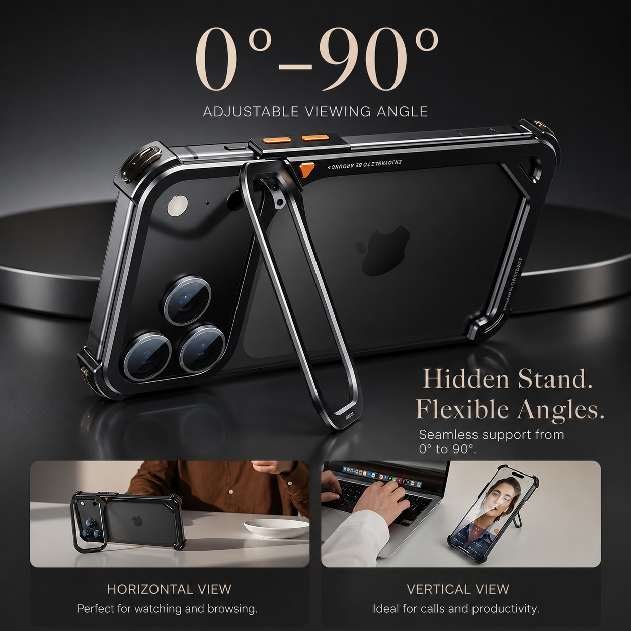 Premium iPhone Case MagSafe Compatible Aluminum Frame Bumper Protective Cover Metal Camera Lens Protection Shockproof Lightweight Non Slip Open Back Design
