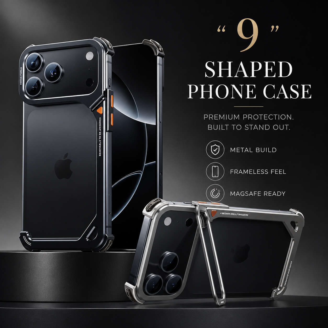 Premium iPhone Case MagSafe Compatible Aluminum Frame Bumper Protective Cover Metal Camera Lens Protection Shockproof Lightweight Non Slip Open Back Design