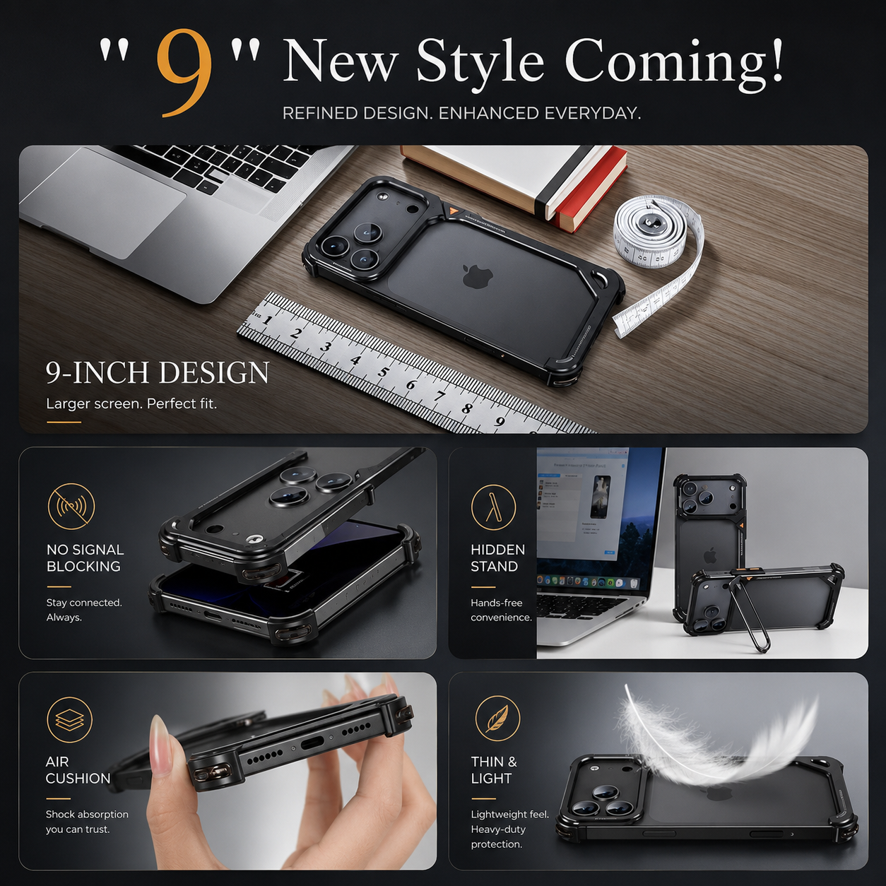 Premium iPhone Case MagSafe Compatible Aluminum Frame Bumper Protective Cover Metal Camera Lens Protection Shockproof Lightweight Non Slip Open Back Design