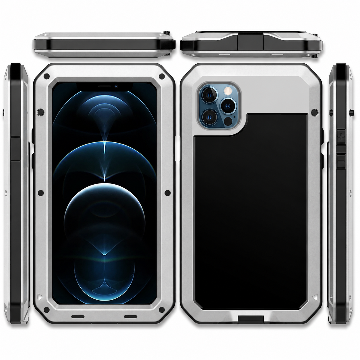 Premium iPhone Case MagSafe Compatible Aluminum Full Body Cover Waterproof Metal Frame Tempered Glass Shockproof Protective Camera Lens Guard Design
