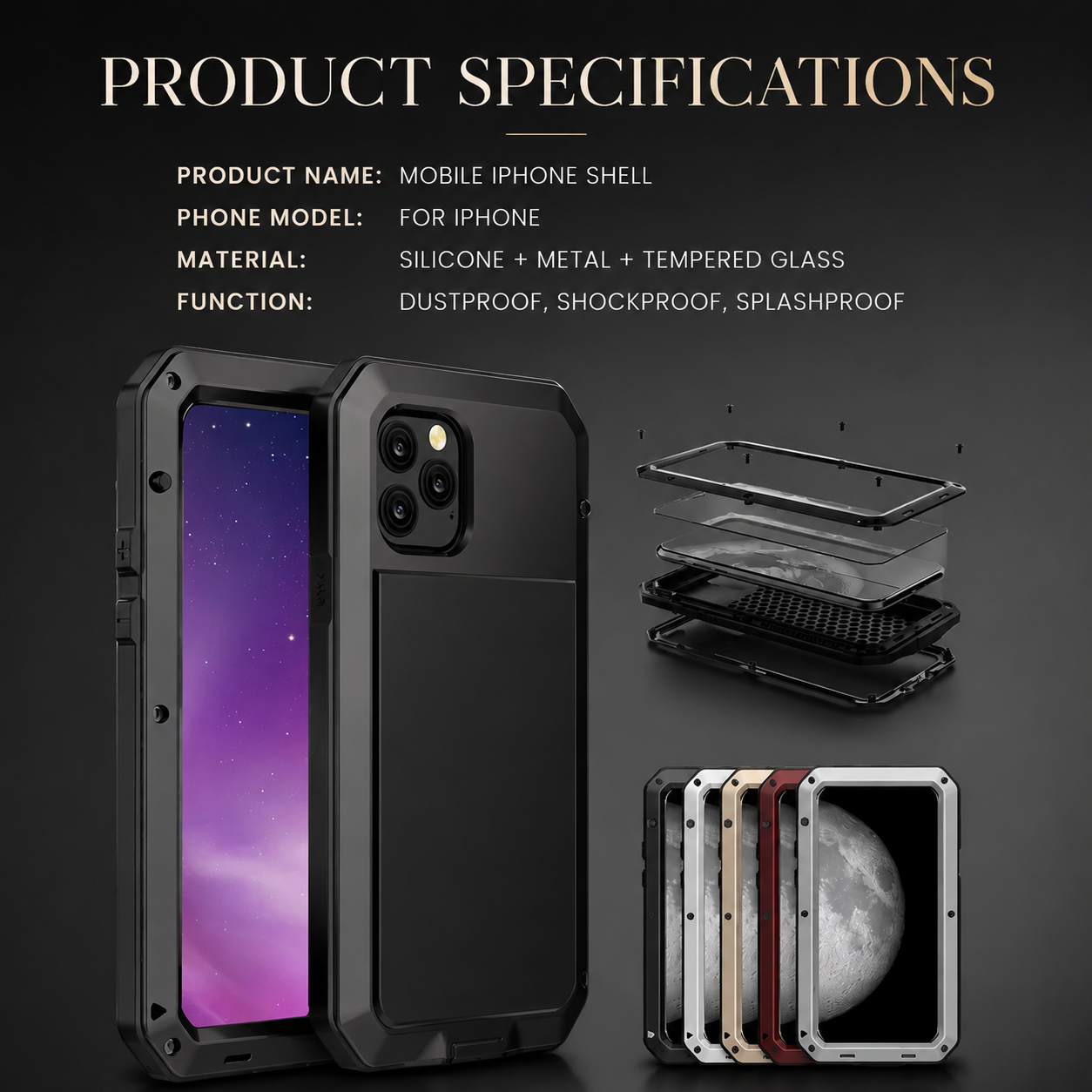 Premium iPhone Case MagSafe Compatible Aluminum Full Body Cover Waterproof Metal Frame Tempered Glass Shockproof Protective Camera Lens Guard Design